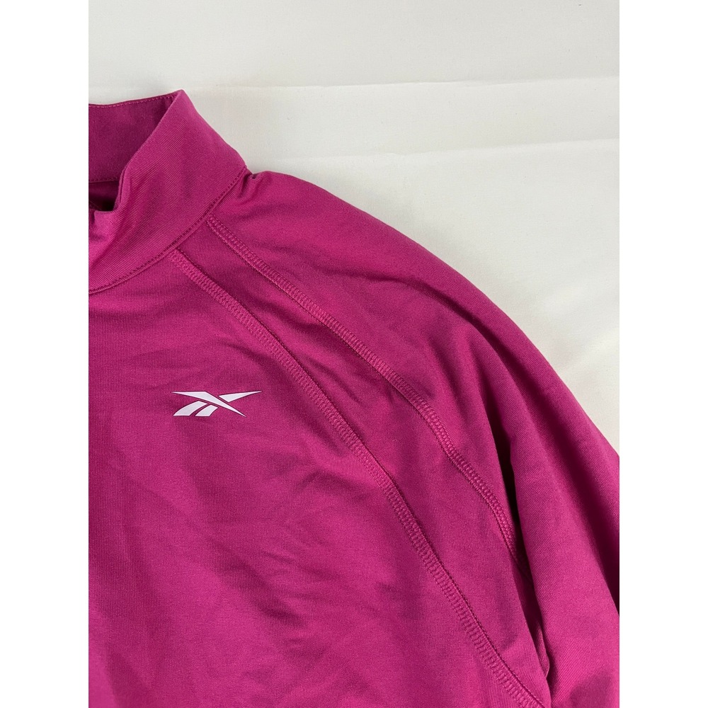 Reebok Women XS Pink Long‎ Sleeve Quarter Zip Athletic Pullover Shirt
